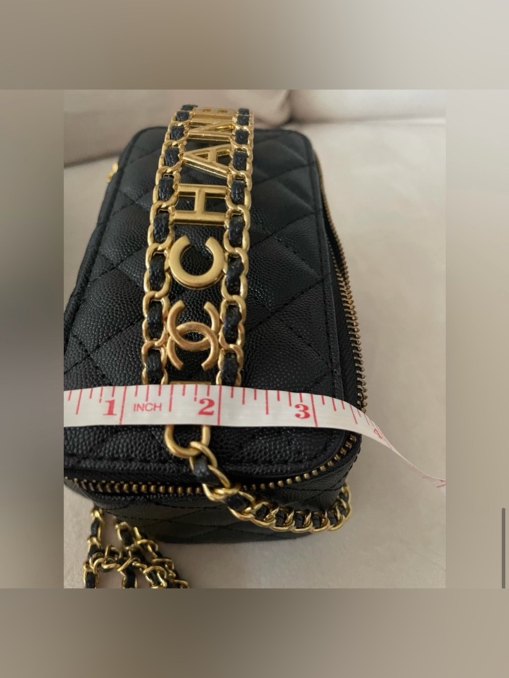 GWP Chanel Black Quilted Leather vanity Bag chain crossbody - Picture 8 of 11